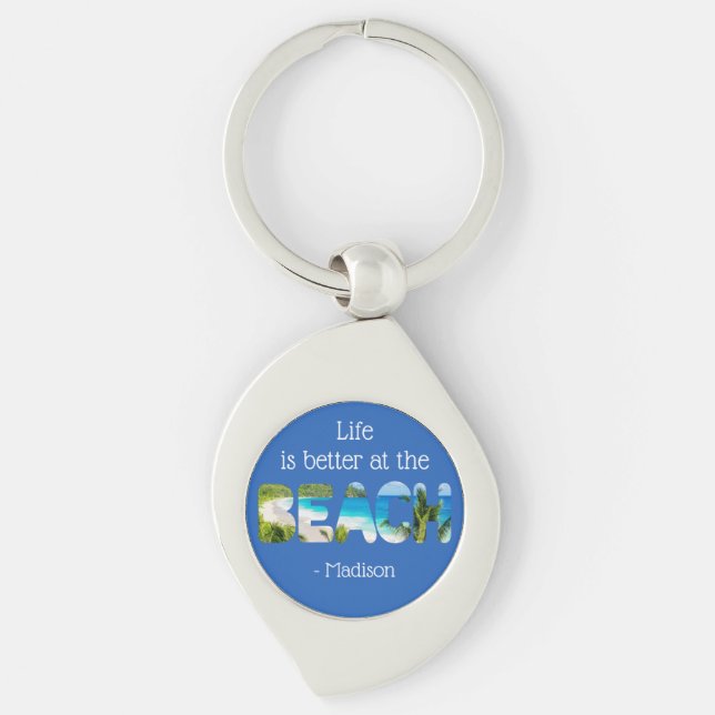 Custom text & colour BEACH Keychain (Front)