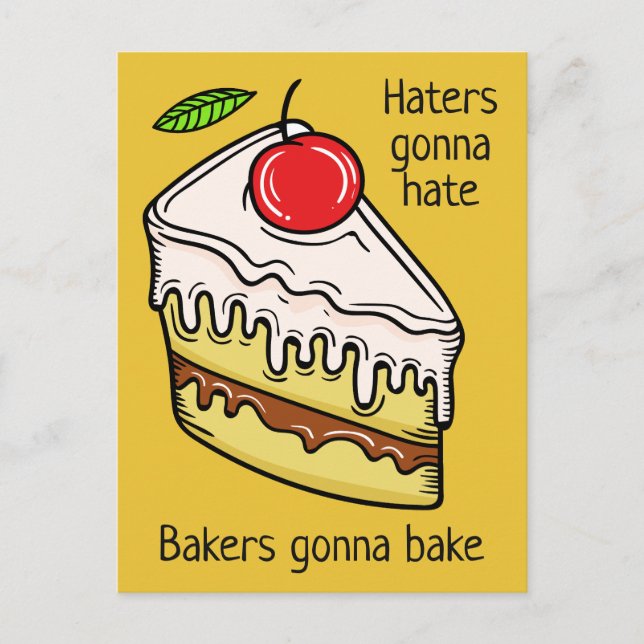 Custom text & colour Cake Slice postcard (Front)