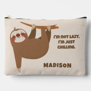 Custom Text & Colour Cute Sloth Accessory Pouch