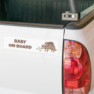 Custom Text & Colour Cute Sloth Bumper Sticker