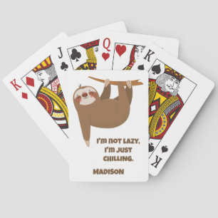 Custom Text & Colour Cute Sloth Playing Cards