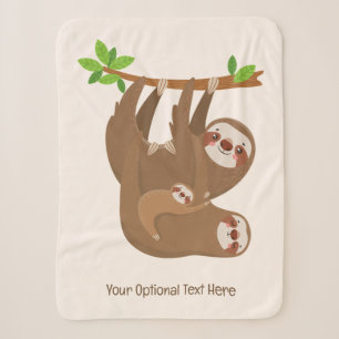 Custom Text & Colour Cute Sloth Sherpa Blanket