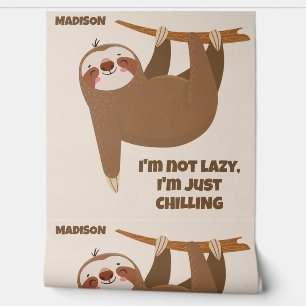 Custom Text & Colour Cute Sloth Wallpaper