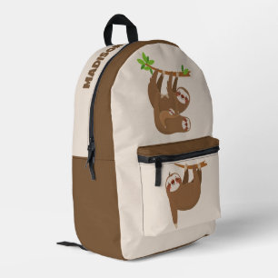 Custom Text & Colour Cute Sloths Printed Backpack