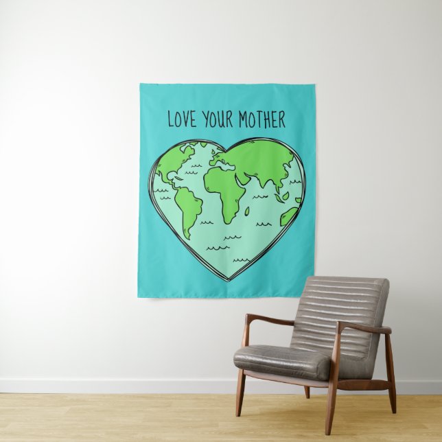 Custom text & colour Earth Love tapestry (In Situ)
