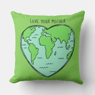 Custom text & colour Earth Love throw pillows