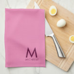 Custom Text  Colour Elegant Pink Template Monogram Kitchen Towel<br><div class="desc">Custom Upload Add Your Photo or Logo Text Stylish Modern Cute Monogram Template Pink Kitchen Towel.</div>