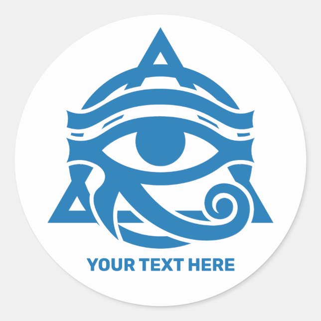 Custom Text & Colour Eye of Horus Classic Round Sticker (Front)