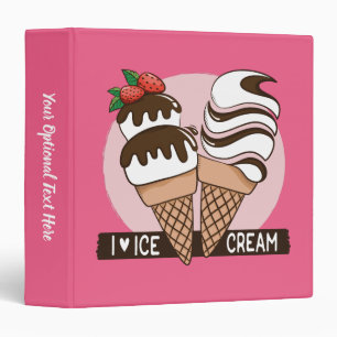 Custom text & colour Ice Cream Lover binders