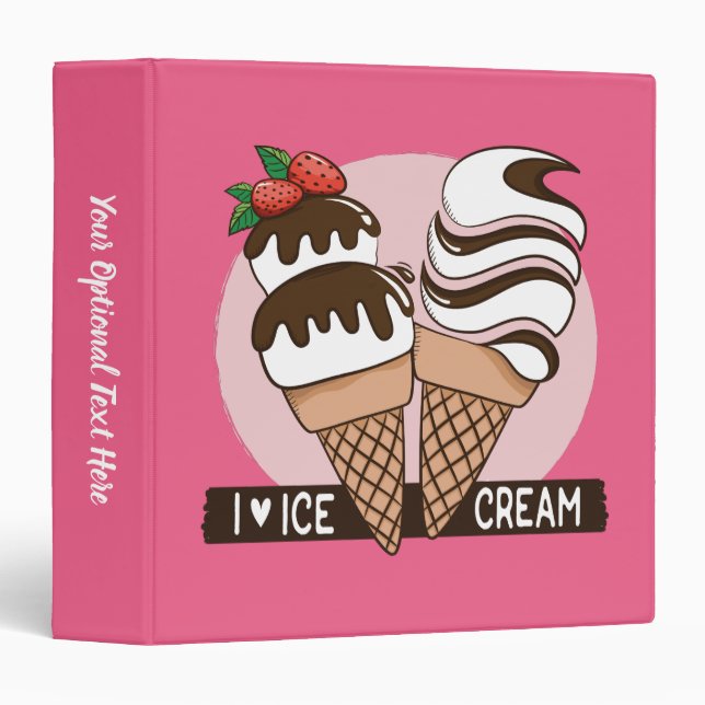 Custom text & colour Ice Cream Lover binders (Front/Spine)