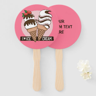 Custom text & colour ice Cream Lover fan set
