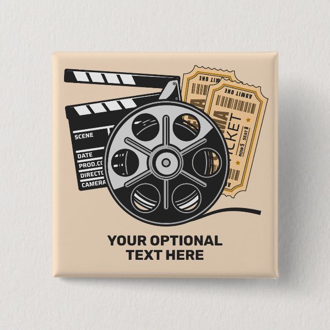 Custom Text & Colour Movie 2 Inch Square Button (Front)
