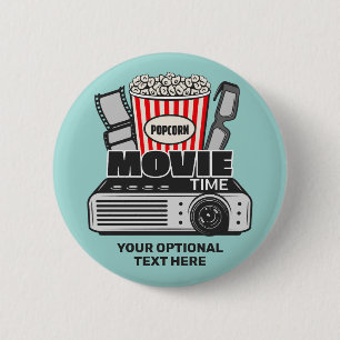 Custom Text & Colour Movie Time 2 Inch Round Button