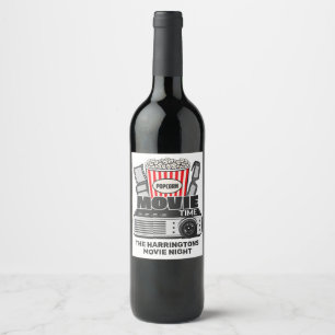 Custom Text & Colour Movie Time Wine Label