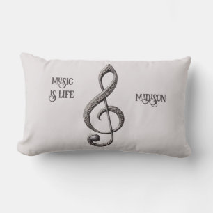 Custom Text & Colour Musical Clef Note Lumbar Pillow