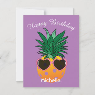 Custom text / colour Pickleball pineapple birthday Card