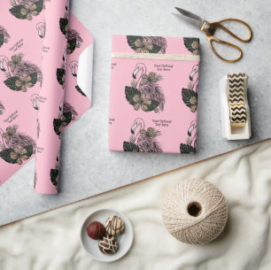 Custom Text & Colour Pink Flamingo Wrapping Paper