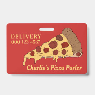 Custom Text & Colour Pizza Slice badges