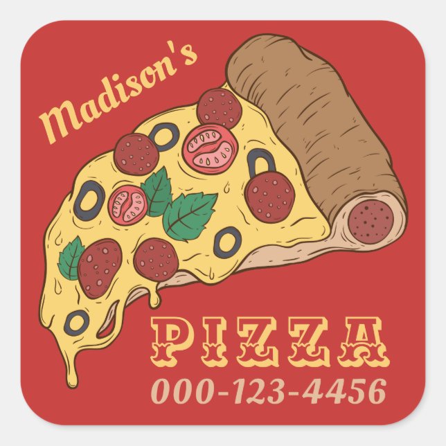 Custom text  & colour PIZZA stickers (Front)