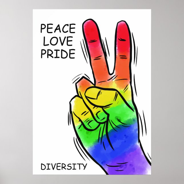 Custom text & colour Rainbow Peace poster (Front)
