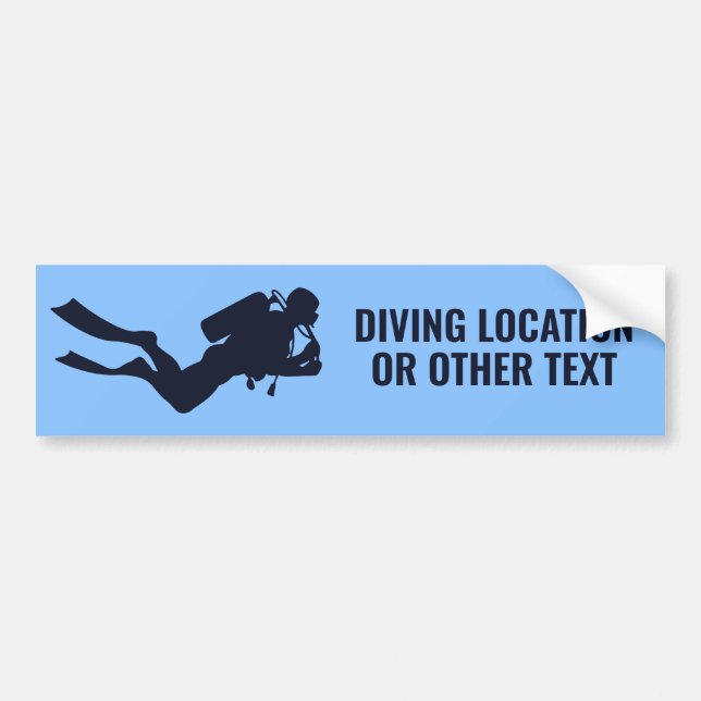 Custom Text & Colour Scuba Diving Bumper Sticker (Front)
