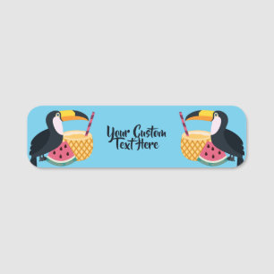 Custom text & colour Toucan Illustration Name Tag