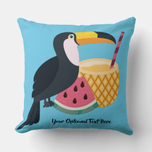 Custom text & colour Toucan Illustration Throw Pillow