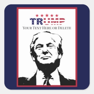 Custom Text/Colour Trump '24 Photo Red White & Blu Square Sticker