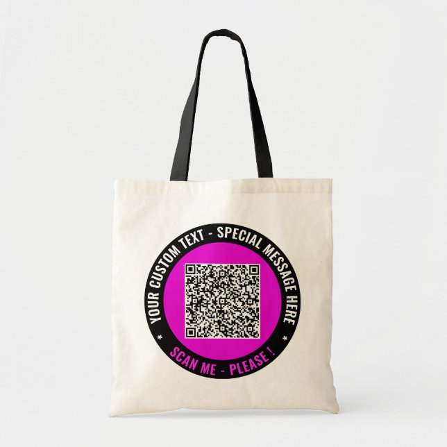 Custom Text Colour Your QR Code Tote Bag Example (Front)