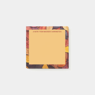 Custom Text Colourful Autumn Leaves Post-it Notes