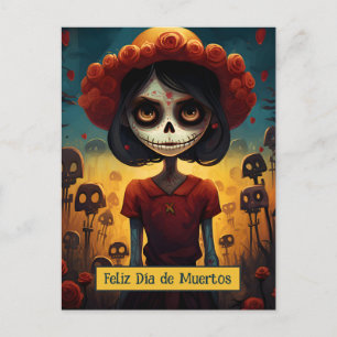 Custom text 💀 colourful Día de Muertos Postcard