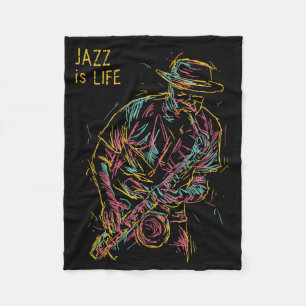 Custom text Colourful Jazz Player Fleece Blanket