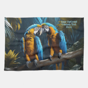 Custom Text Colourful Parrots Kitchen Towel