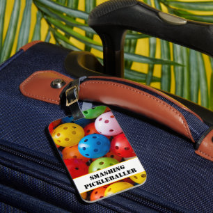 Custom text Colourful pickleballs Luggage Tag