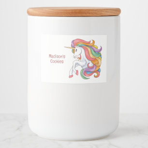 Custom Text Colourful Unicorn Food Label