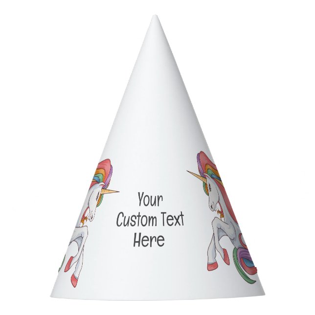Custom Text Colourful Unicorn Party Hat (Front)