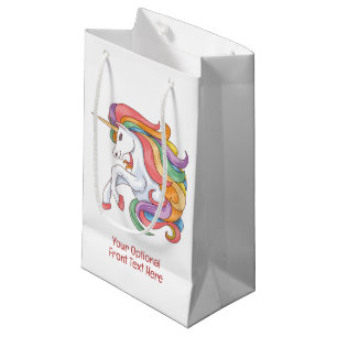 Custom Text Colourful Unicorn Small Gift Bag