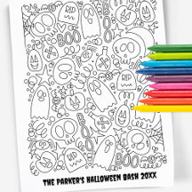 Custom Text Colouring Page | Halloween Pattern