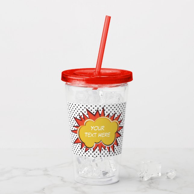 Custom Text Comic Book Explosion Acrylic Tumbler (Back Ice)