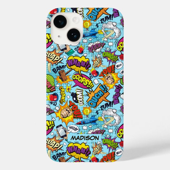 Custom Text Comics Pattern Case-Mate iPhone Case (Back)