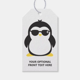 Custom text cool penguin gift tags