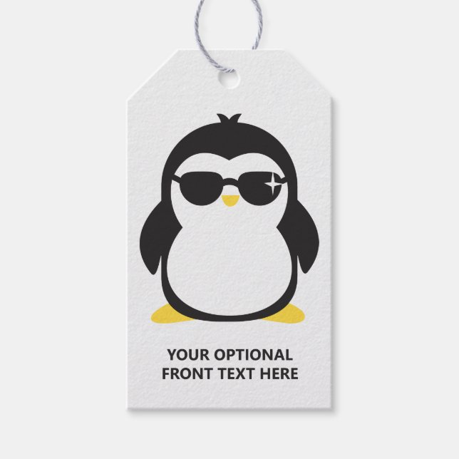 Custom text cool penguin gift tags (Front)