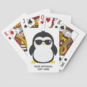 Custom text cool penguin playing cards