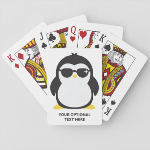 Custom text cool penguin playing cards