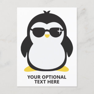 Custom text cool penguin postcard
