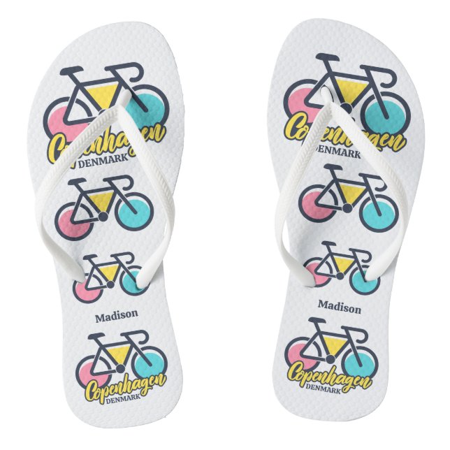 Custom Text Copenhagen Denmark Flip Flops (Footbed)