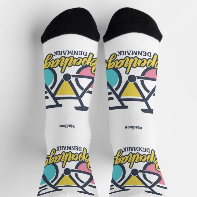 Custom Text Copenhagen Denmark Socks (Top)