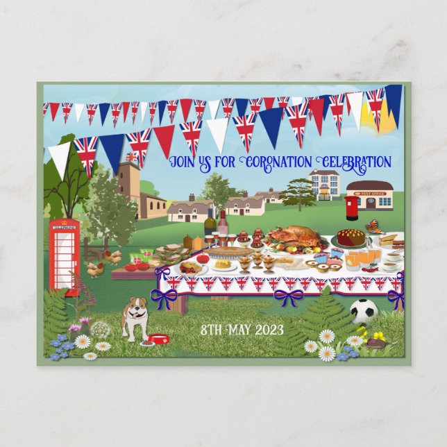 Custom text Coronation Celebration Invitation  Postcard (Front)