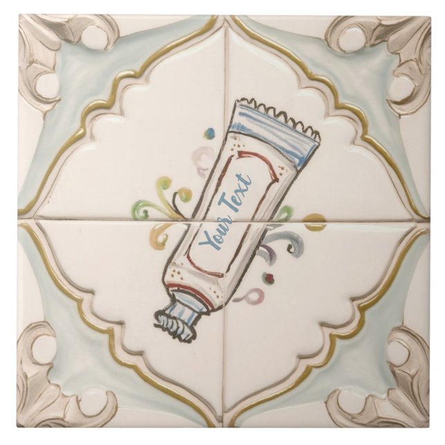 Custom Text Cosmetics Tube Funny Bathroom Tile (Front)