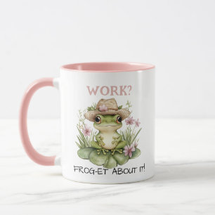 Custom Text Cottagecore Frog in Straw Hat  Mug